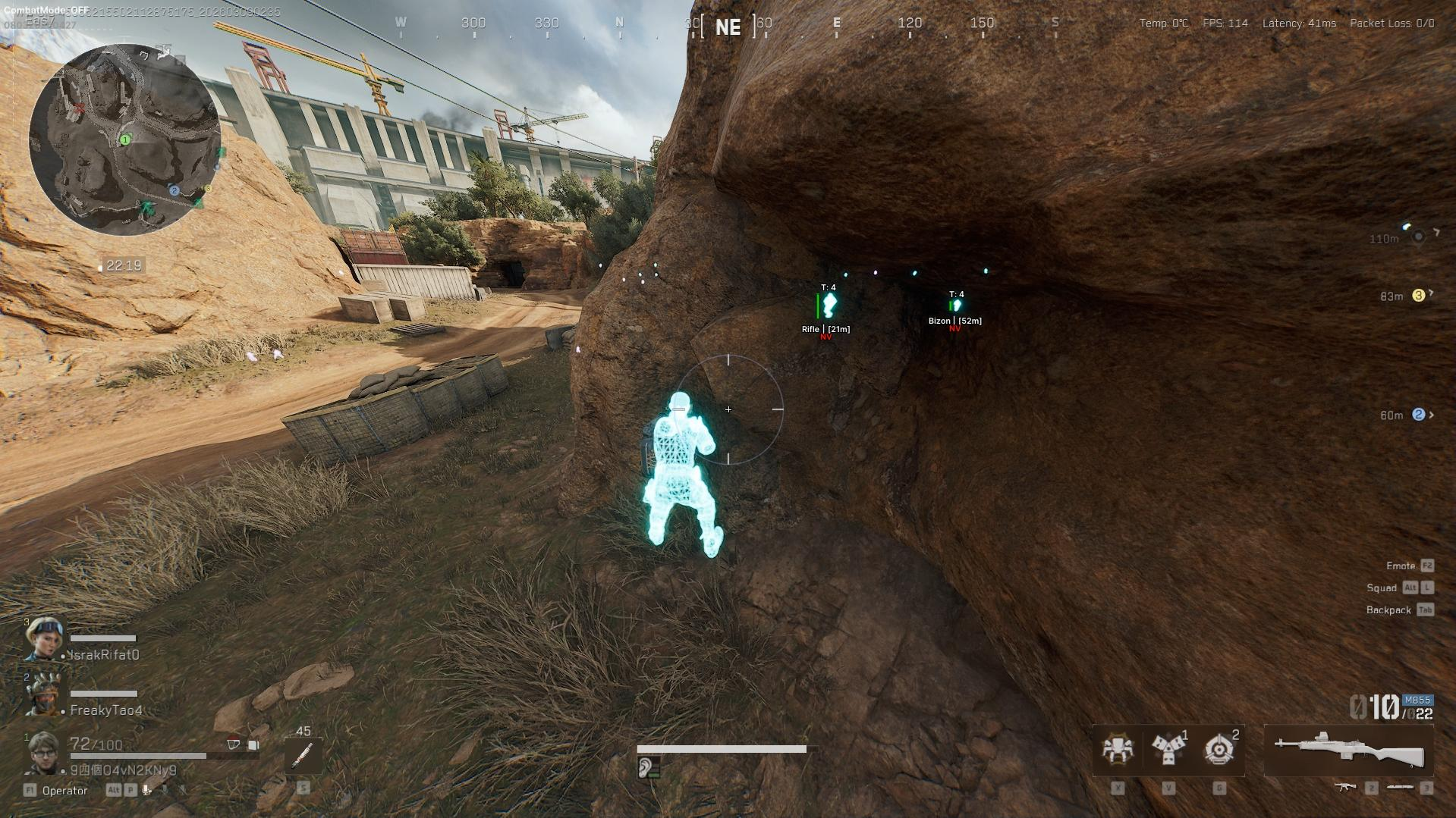 Delta Force cheats - aimbot tracking an enemy at range with bullet prediction