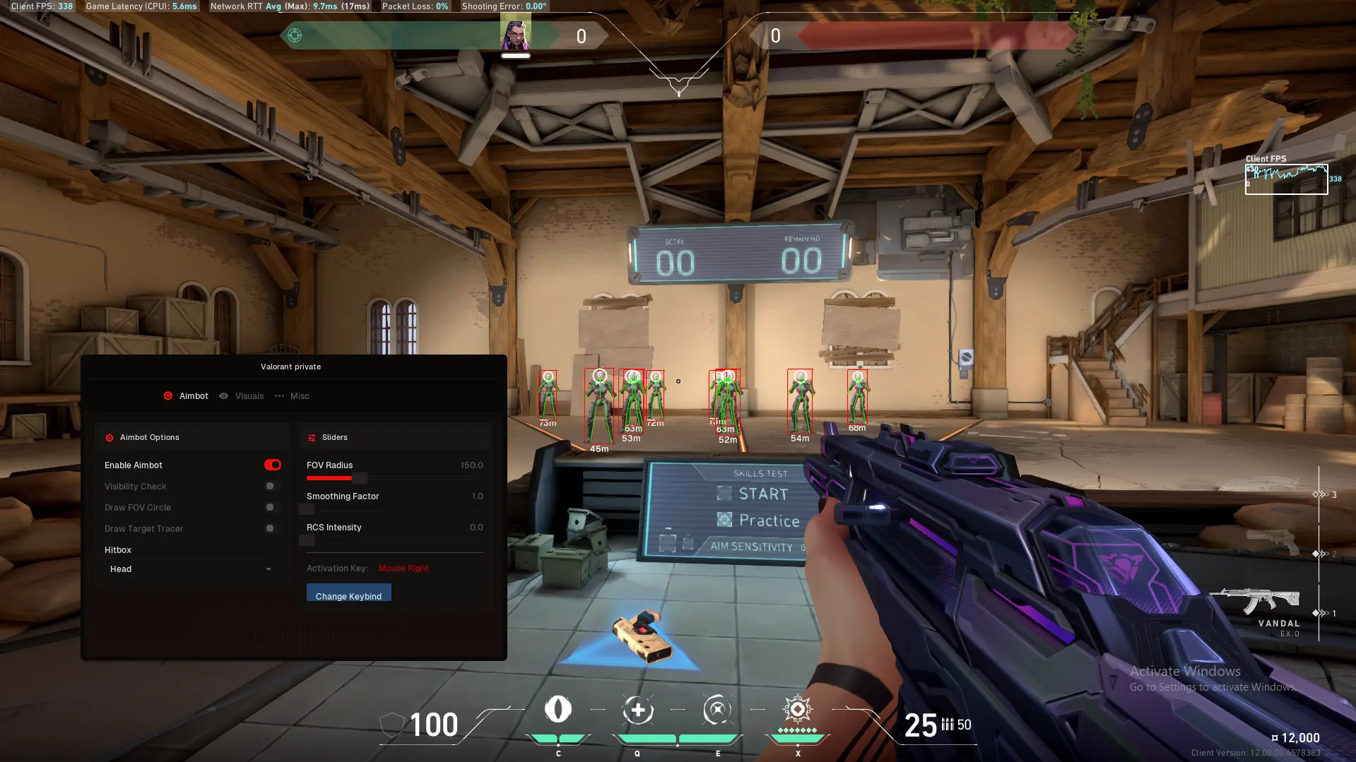 Valorant hacks - ESP wallhack showing enemy squads, shields and loot through walls
